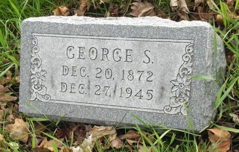 Flat marker “GEORGE S. / DEC. 20, 1872 / DEC. 27, 1945”, Spring Hill Cemetery, Milwaukee — Zsigmond (George Sigmund) Braunfeld.
