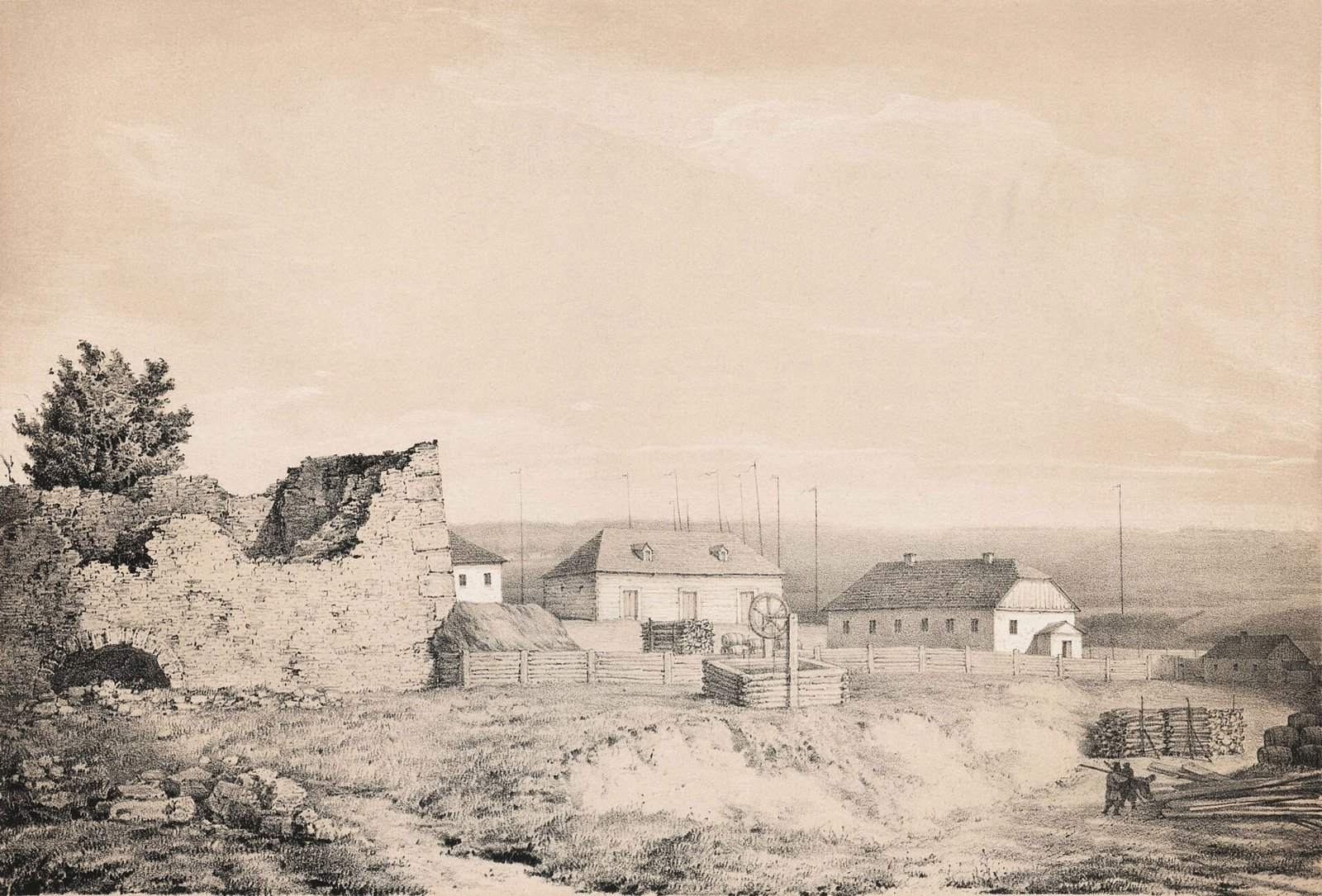 Karlin near Pinsk, drawing by Napoleon Orda, 1875 (ruins of the Wiśniowiecki castle).