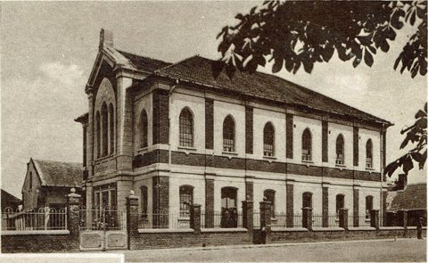 Sajószentpéter, the synagogue — postcard, 1918–1926.
