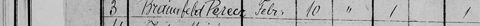 Sajószentpéter Jewish birth register, 1869, entry 3: Peretz Braunfeld, born 10 February 1869; father Izsák (Ignácz) Braunfeld, mother written “Braunfeld Rebeka” (Rivka); sandek Izr