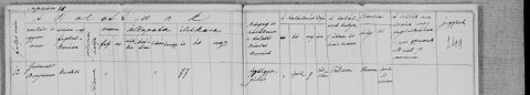 Tolcsva Jewish deaths 1891 no.12: Benjamin Grünwald, merchant, 77, b. Tolcsva; the parents’ columns are blank.