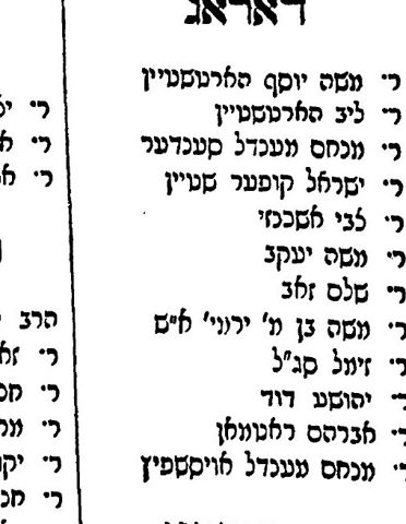 Tiv Gittin veKiddushin (Ungvár 1869), subscriber list, the Dorog section; third line “R’ Menachem Mendel Sender”.